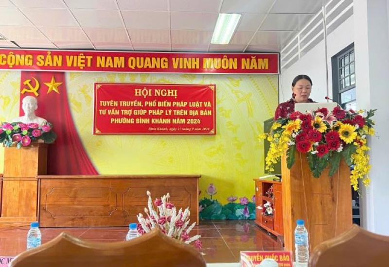 Bình Khánh tổ chức Hội nghị tuyên truyền, phổ biến pháp luật và tư vấn trợ giúp pháp lý trên địa bàn phường năm 2024.