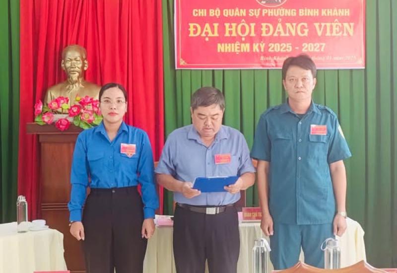 PHƯỜNG BÌNH KHÁNH CHI BỘ QUÂN SỰ  VÀ CHI BỘ TRƯỜNG MẪU GIÁO HỌA MI TỔ CHỨC ĐẠI HỘI CHI BỘ NHIỆM KỲ 2025 - 2027