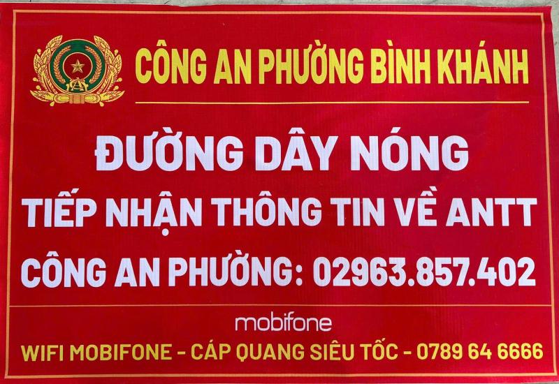 BÌNH KHÁNH - CÔNG AN PHƯỜNG CÔNG KHAI SỐ ĐIỆN THOẠI ĐƯỜNG DÂY NÓNG