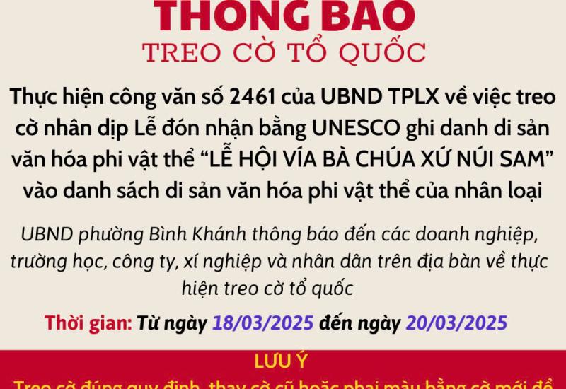 Thông báo Treo cờ Tổ quốc