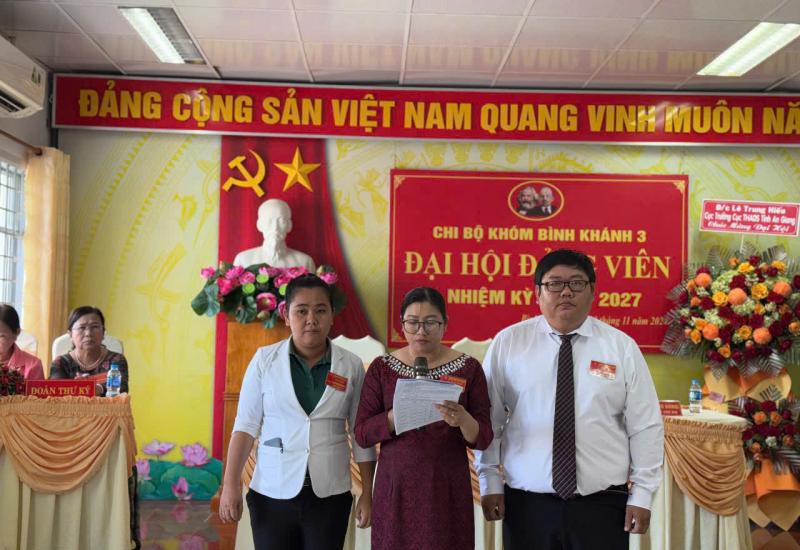 ĐẠI HỘI CHI BỘ TRƯỜNG TH HÀM NGHI, CHI BỘ KHÓM BÌNH KHÁNH 3, CHI BỘ KHÓM BÌNH KHÁNH 4 VÀ  CHI BỘ KHÓM BÌNH KHÁNH 7 NHIỆM KỲ 2025-2027
